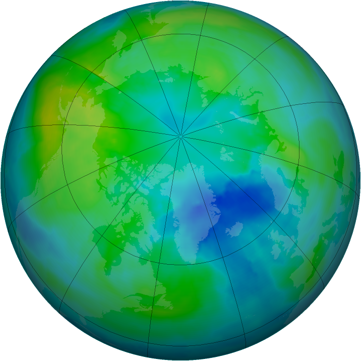 Arctic ozone map for 11 October 2010